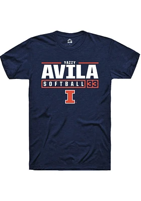 Yazzy Avila  Illinois Fighting Illini Navy Blue Rally NIL Stacked Box Short Sleeve T Shirt