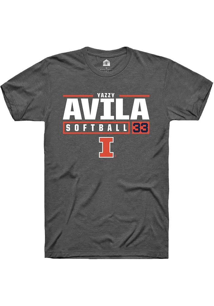 Yazzy Avila Illinois Fighting Illini Dark Grey Rally NIL Stacked Box Short Sleeve T Shirt