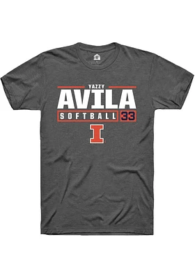 Yazzy Avila  Illinois Fighting Illini Dark Grey Rally NIL Stacked Box Short Sleeve T Shirt