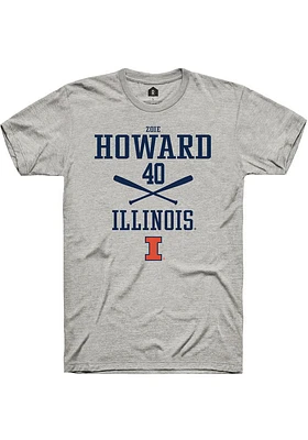Zoie Howard  Illinois Fighting Illini Ash Rally NIL Sport Icon Short Sleeve T Shirt