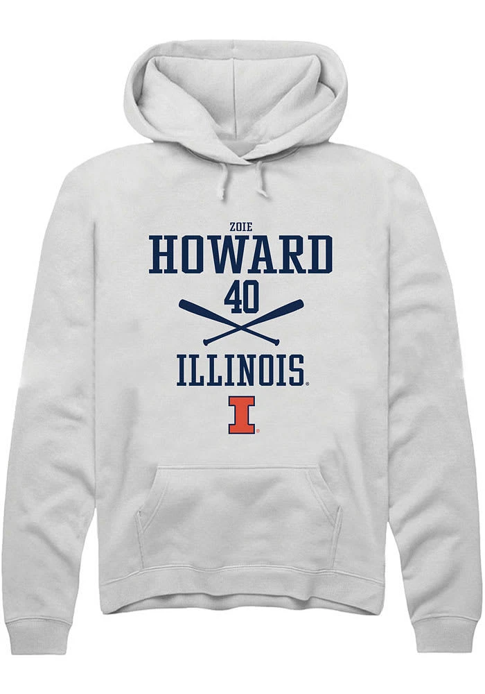 Zoie Howard Rally Illinois Fighting Illini Mens White NIL Sport Icon Long Sleeve Hoodie