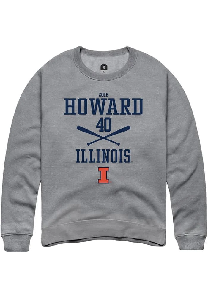 Zoie Howard Rally Illinois Fighting Illini Mens Graphite NIL Sport Icon Long Sleeve Crew Sweatshi..
