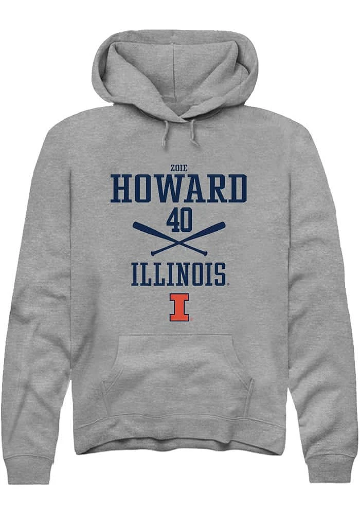 Zoie Howard Rally Illinois Fighting Illini Mens Graphite NIL Sport Icon Long Sleeve Hoodie