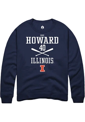 Zoie Howard  Rally Illinois Fighting Illini Mens Navy Blue NIL Sport Icon Long Sleeve Crew Sweatsh..