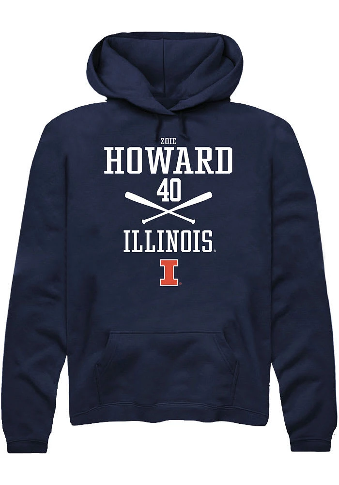 Zoie Howard Rally Illinois Fighting Illini Mens Navy Blue NIL Sport Icon Long Sleeve Hoodie