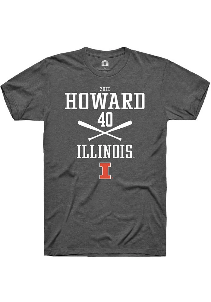 Zoie Howard Illinois Fighting Illini Dark Grey Rally NIL Sport Icon Short Sleeve T Shirt