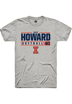 Zoie Howard  Illinois Fighting Illini Ash Rally NIL Stacked Box Short Sleeve T Shirt