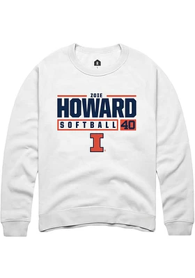 Zoie Howard  Rally Illinois Fighting Illini Mens White NIL Stacked Box Long Sleeve Crew Sweatshirt