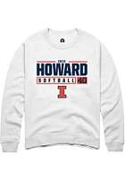 Zoie Howard  Rally Illinois Fighting Illini Mens White NIL Stacked Box Long Sleeve Crew Sweatshirt