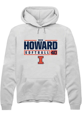 Zoie Howard  Rally Illinois Fighting Illini Mens White NIL Stacked Box Long Sleeve Hoodie