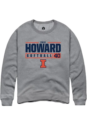 Zoie Howard  Rally Illinois Fighting Illini Mens Graphite NIL Stacked Box Long Sleeve Crew Sweatsh..