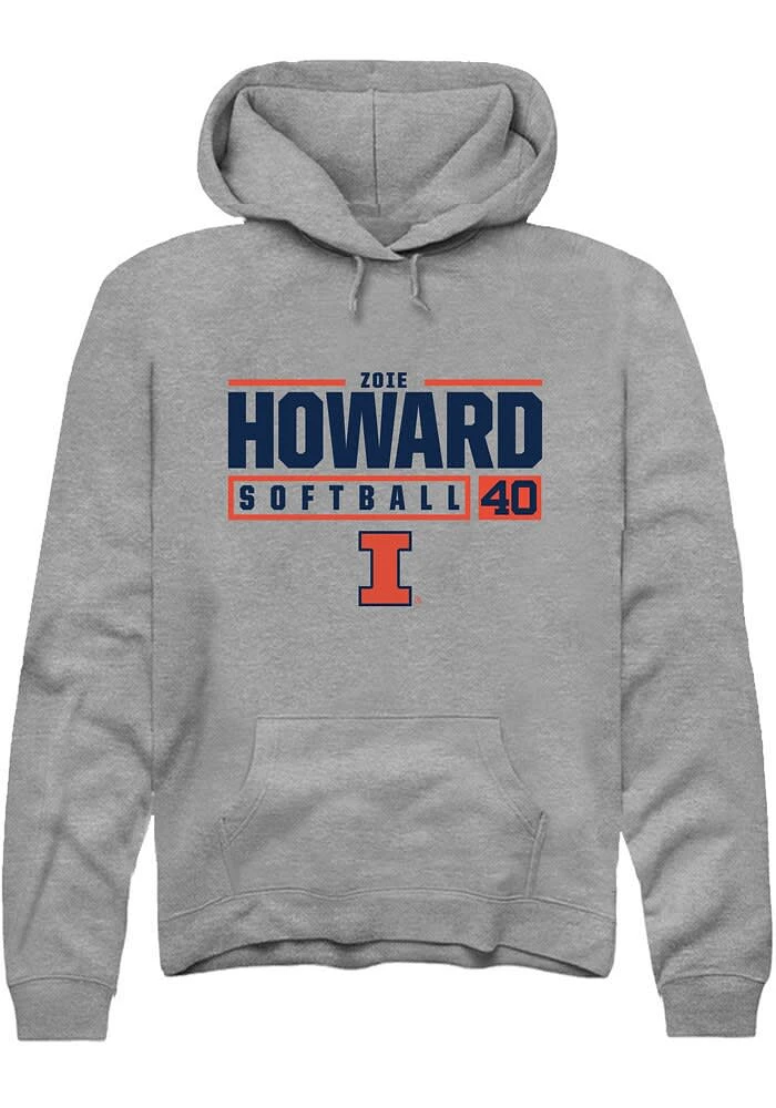 Zoie Howard Rally Illinois Fighting Illini Mens Graphite NIL Stacked Box Long Sleeve Hoodie
