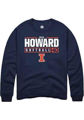 Zoie Howard  Rally Illinois Fighting Illini Mens Navy Blue NIL Stacked Box Long Sleeve Crew Sweats..