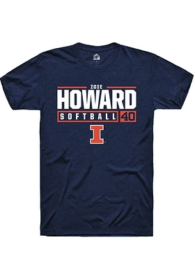 Zoie Howard  Illinois Fighting Illini Navy Blue Rally NIL Stacked Box Short Sleeve T Shirt