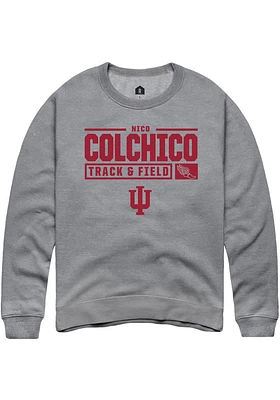 Nico Colchico  Rally Indiana Hoosiers Mens Graphite NIL Stacked Box Long Sleeve Crew Sweatshirt