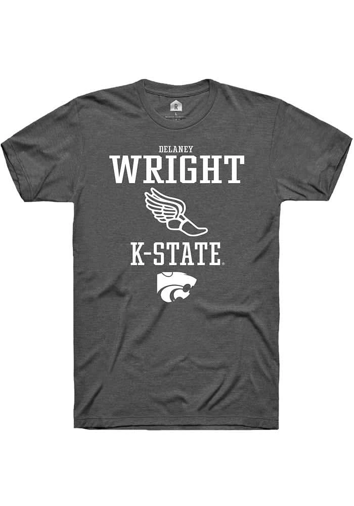 Delaney Wright K-State Wildcats Dark Grey Rally NIL Sport Icon Short Sleeve T Shirt
