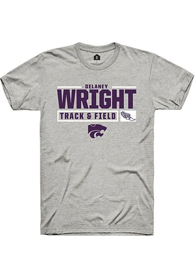 Delaney Wright  K-State Wildcats Ash Rally NIL Stacked Box Short Sleeve T Shirt