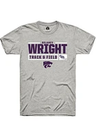 Delaney Wright  K-State Wildcats Ash Rally NIL Stacked Box Short Sleeve T Shirt