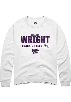 Delaney Wright Rally K-State Wildcats Mens NIL Stacked Box Long Sleeve Crew Sweatshirt