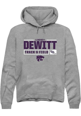 Lindsey DeWitt  Rally K-State Wildcats Mens Graphite NIL Stacked Box Long Sleeve Hoodie