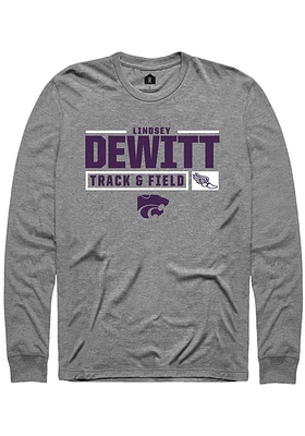Lindsey DeWitt  K-State Wildcats Graphite Rally NIL Stacked Box Long Sleeve T Shirt
