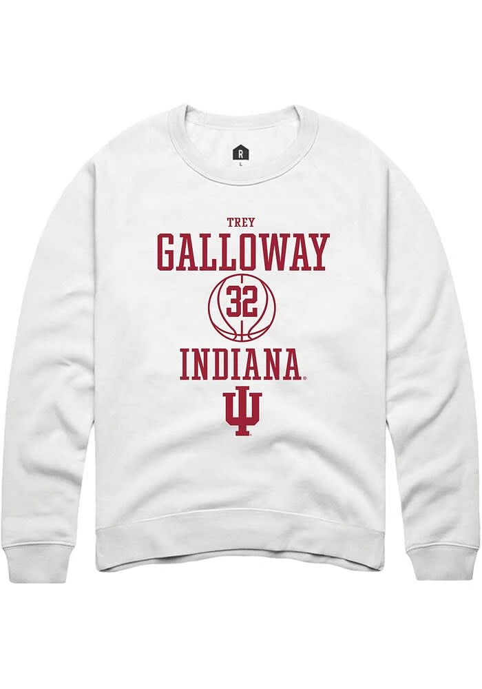 Trey Galloway Rally Indiana Hoosiers Mens White NIL Sport Icon Long Sleeve Crew Sweatshirt