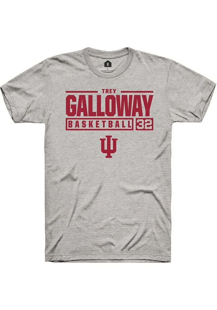 Trey Galloway Indiana Hoosiers Ash Rally NIL Stacked Box Short Sleeve T Shirt