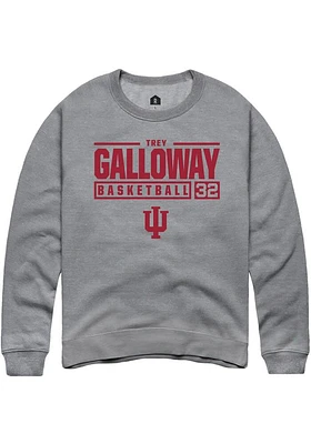 Trey Galloway  Rally Indiana Hoosiers Mens Graphite NIL Stacked Box Long Sleeve Crew Sweatshirt