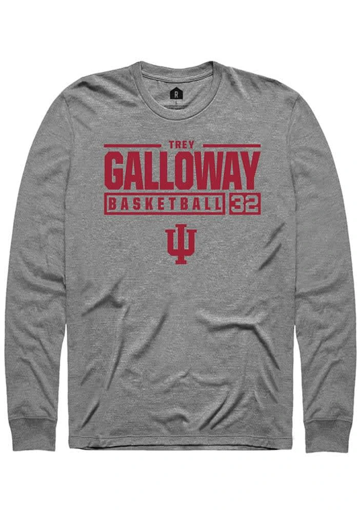 Trey Galloway Indiana Hoosiers Graphite Rally NIL Stacked Box Long Sleeve T Shirt