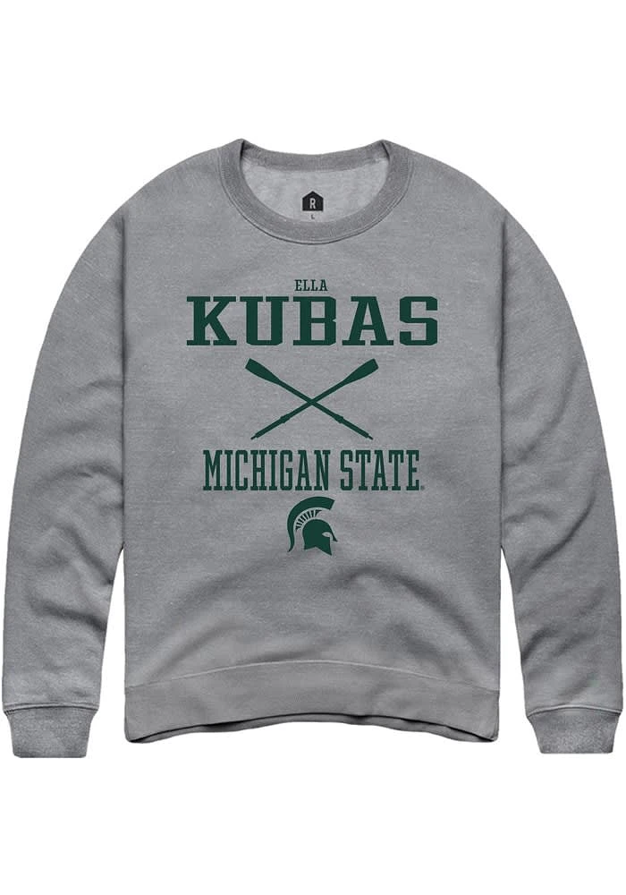 Ella Kubas Rally Michigan State Spartans Mens Graphite NIL Sport Icon Long Sleeve Crew Sweatshirt