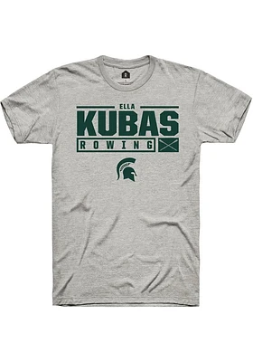 Ella Kubas  Michigan State Spartans Ash Rally NIL Stacked Box Short Sleeve T Shirt