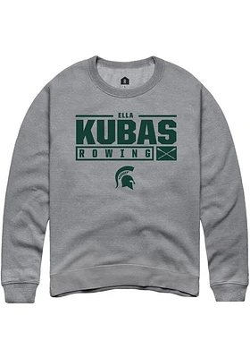 Ella Kubas  Rally Michigan State Spartans Mens Graphite NIL Stacked Box Long Sleeve Crew Sweatshir..