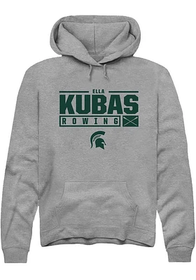 Ella Kubas  Rally Michigan State Spartans Mens Graphite NIL Stacked Box Long Sleeve Hoodie