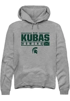 Ella Kubas  Rally Michigan State Spartans Mens Graphite NIL Stacked Box Long Sleeve Hoodie