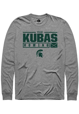 Ella Kubas  Michigan State Spartans Graphite Rally NIL Stacked Box Long Sleeve T Shirt