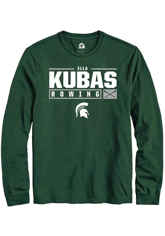 Ella Kubas Michigan State Spartans Green Rally NIL Stacked Box Long Sleeve T Shirt