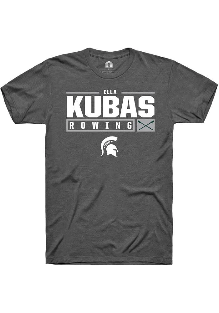 Ella Kubas Michigan State Spartans Dark Grey Rally NIL Stacked Box Short Sleeve T Shirt