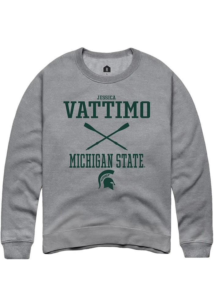 Jessica Vattimo Rally Michigan State Spartans Mens Graphite NIL Sport Icon Long Sleeve Crew Sweat..