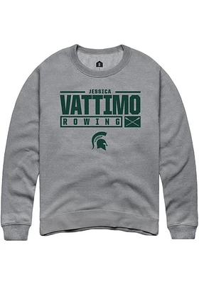 Jessica Vattimo  Rally Michigan State Spartans Mens Graphite NIL Stacked Box Long Sleeve Crew Swea..