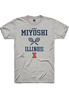 Kenta Miyoshi  Illinois Fighting Illini Ash Rally NIL Sport Icon Short Sleeve T Shirt