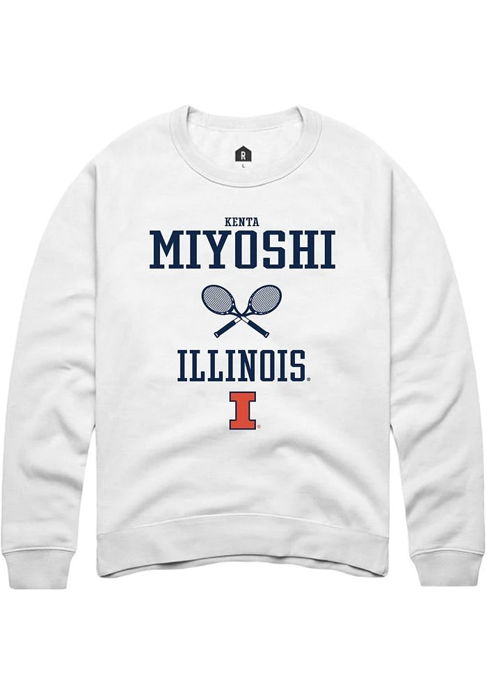 Kenta Miyoshi Rally Illinois Fighting Illini Mens White NIL Sport Icon Long Sleeve Crew Sweatshir..