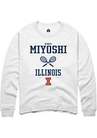 Kenta Miyoshi  Rally Illinois Fighting Illini Mens White NIL Sport Icon Long Sleeve Crew Sweatshir..