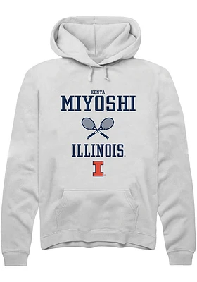 Kenta Miyoshi  Rally Illinois Fighting Illini Mens White NIL Sport Icon Long Sleeve Hoodie