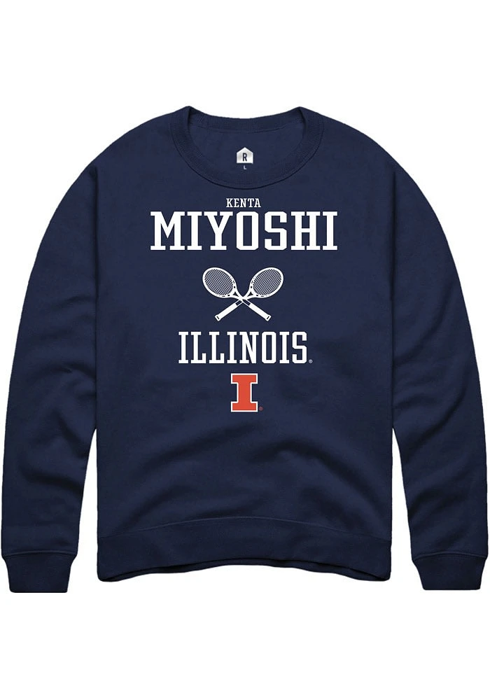 Kenta Miyoshi Rally Illinois Fighting Illini Mens Navy Blue NIL Sport Icon Long Sleeve Crew Sweat..