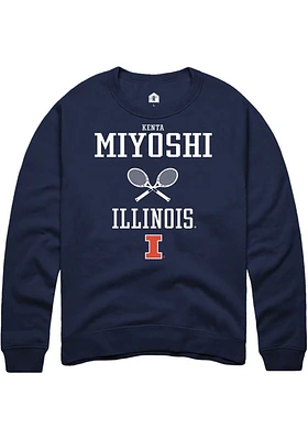 Kenta Miyoshi  Rally Illinois Fighting Illini Mens Navy Blue NIL Sport Icon Long Sleeve Crew Sweat..