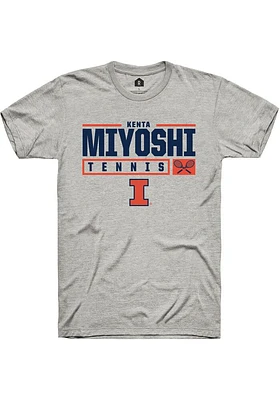 Kenta Miyoshi  Illinois Fighting Illini Ash Rally NIL Stacked Box Short Sleeve T Shirt