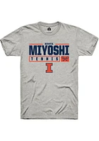 Kenta Miyoshi  Illinois Fighting Illini Ash Rally NIL Stacked Box Short Sleeve T Shirt
