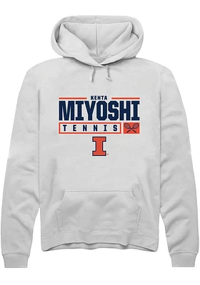 Kenta Miyoshi  Rally Illinois Fighting Illini Mens White NIL Stacked Box Long Sleeve Hoodie