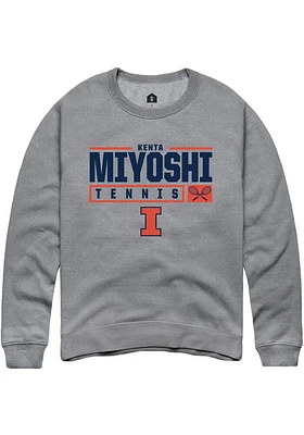 Kenta Miyoshi  Rally Illinois Fighting Illini Mens Graphite NIL Stacked Box Long Sleeve Crew Sweat..