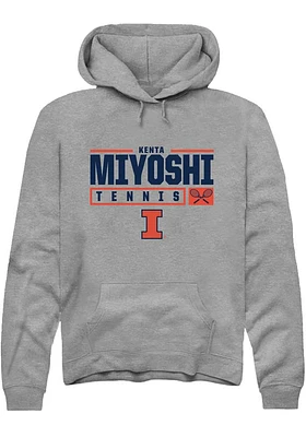 Kenta Miyoshi  Rally Illinois Fighting Illini Mens Graphite NIL Stacked Box Long Sleeve Hoodie